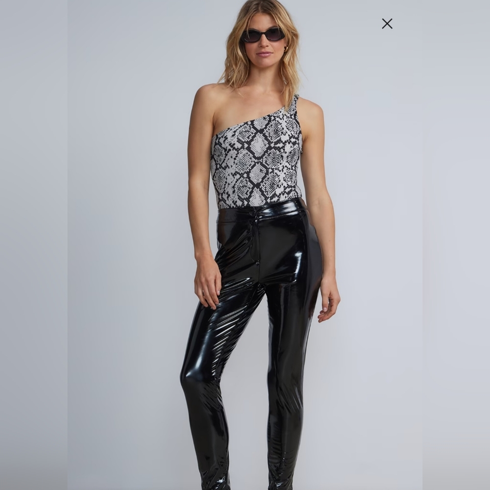 High shine faux leather leggings